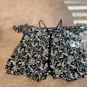 Express paisley cold shoulder top